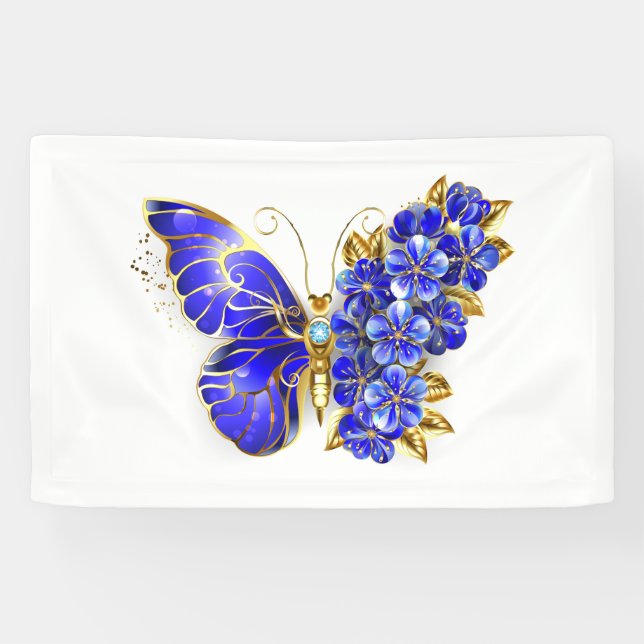 Banderoles Papillon Saphir Fleur (Horizontal)