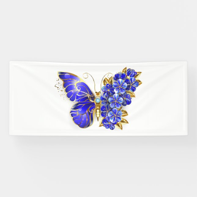 Banderoles Papillon Saphir Fleur (Horizontal)
