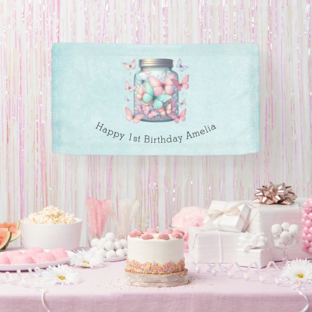 Banderoles Papillons Capricieux dans un Pot d'Anniversaire (Fête)