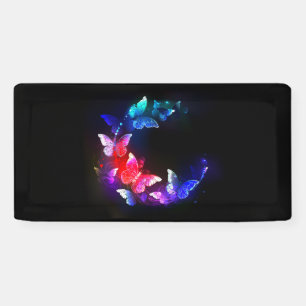 Banderoles Papillons de nuit Neon brillants sur arrière - pla