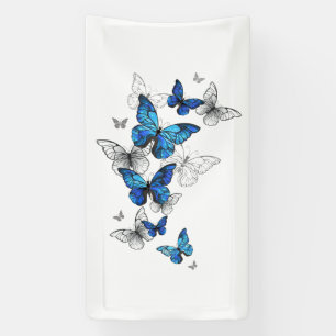 Banderoles Papillons volants bleus Morpho