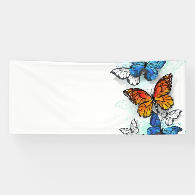 Banderoles Papillons volants Morpho et Monarch (Horizontal)