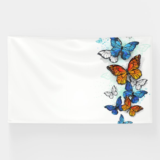 Banderoles Papillons volants Morpho et Monarch (Horizontal)