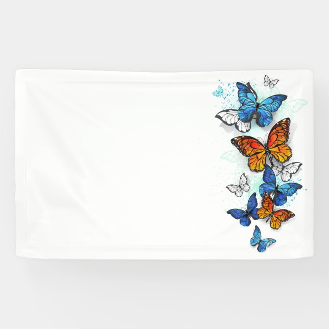 Banderoles Papillons volants Morpho et Monarch (Horizontal)