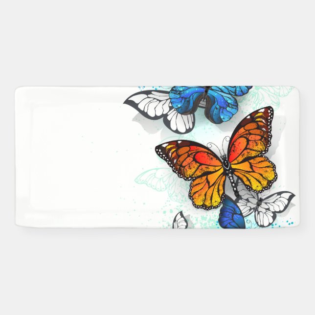Banderoles Papillons volants Morpho et Monarch (Horizontal)