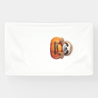 Banderoles Paresseux mignon assis dans une citrouille. Texte