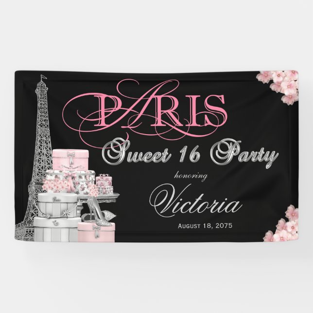 Banderoles Paris Sweet 16 Party (Horizontal)