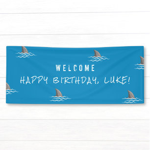 Banderoles Parti Anniversaire de enfant bleu requin sous-mari