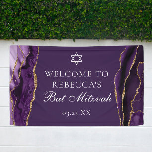 Banderoles Parti Bat mitzvah d'âge or violet chic