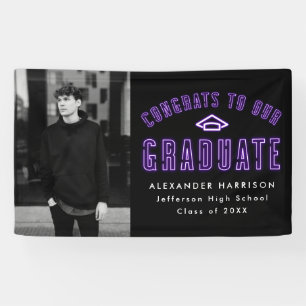 Banderoles Parti de graduation photo moderne violet néon