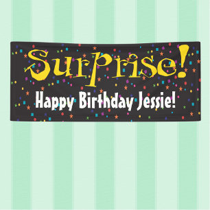 Banderoles Parti surprise avec confetti