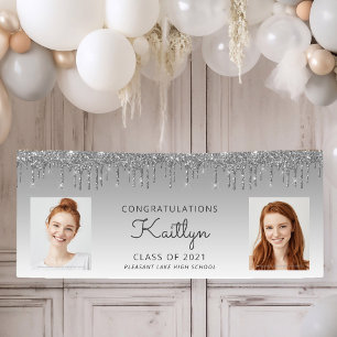 Banderoles Parties scintillant Argent Deux Diplôme Photo