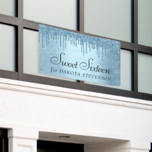 Banderoles Parties scintillant de glace à goutte   Blue Faux 