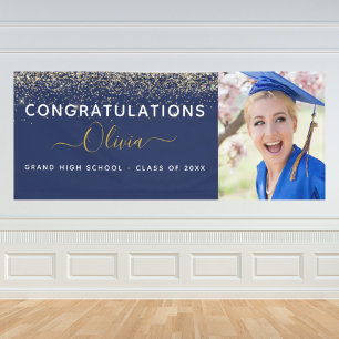 Banderoles parties scintillant de graduation 2024 Marine Blue