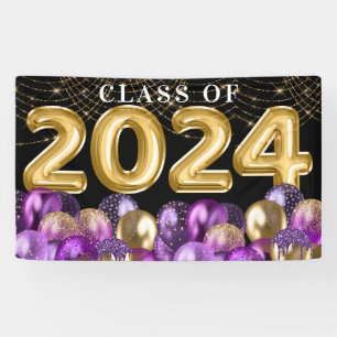 Banderoles Parties scintillant d'or et de pourpre Classe de 2