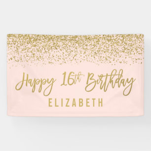 Banderoles Parties scintillant d'or moderne Blush Pink Faux 1