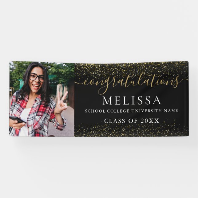 Banderoles Parties scintillant d'or noir moderne diplôme de l (Horizontal)