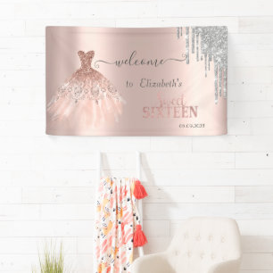 Banderoles Parties scintillant en argent, Robe Rose Gold Swee