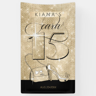 Banderoles Parties scintillant et Shine Quinceanera Black/Gol