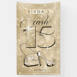 Banderoles Parties scintillant et Shine Quinceanera Gold Vert