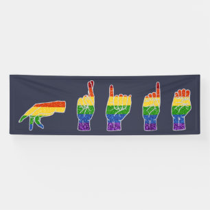 Banderoles Parties scintillant LGBT Rainbow ASL Pride