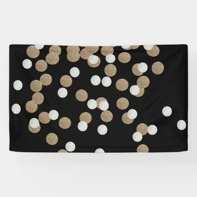 Banderoles parties scintillant minimaliste Champagne noir con (Horizontal)