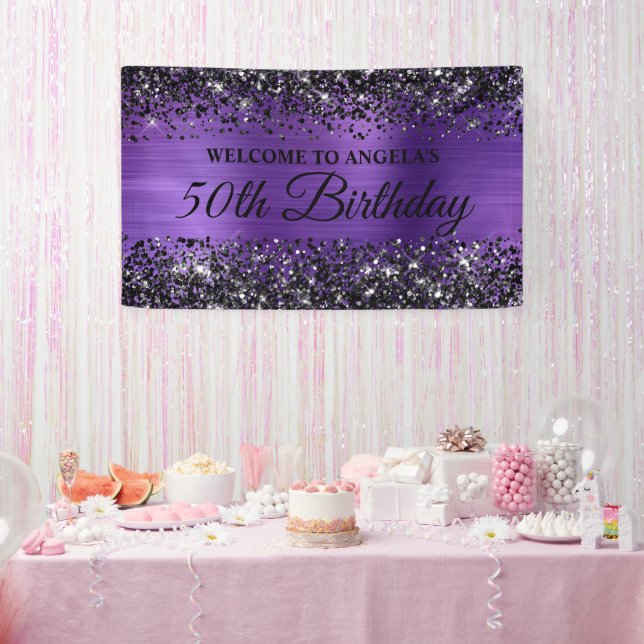 Banderoles Parties scintillant noire Amethyst Foil 50e annive (Fête)