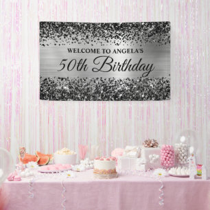 Banderoles Parties scintillant noire Silver Foil 50e annivers