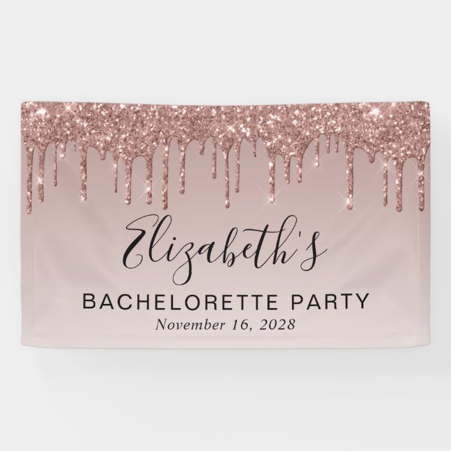 Banderoles Parties scintillant or Rose Bachelorette (Horizontal)