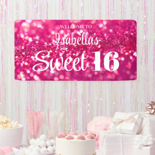 Banderoles Parties scintillant rose chaud glam Sweet 16 Anniv