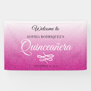 Banderoles Parties scintillant rose chaud Quinceañera 15e ann