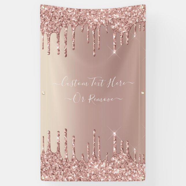 Banderoles Parties scintillant rose Gold Blush Éclats Texte p (Vertical)