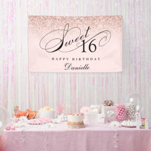 Banderoles Parties scintillant rose pâle Confetti Sweet 16 An