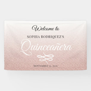 Banderoles Parties scintillant rose Quinceañera 15e anniversa