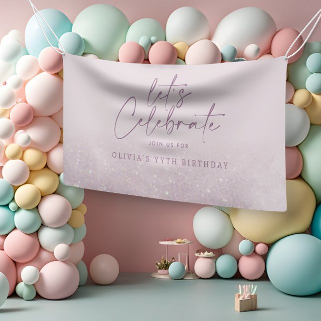 Banderoles Parties scintillant violet Lilac élégant anniversa (Créateur téléchargé)