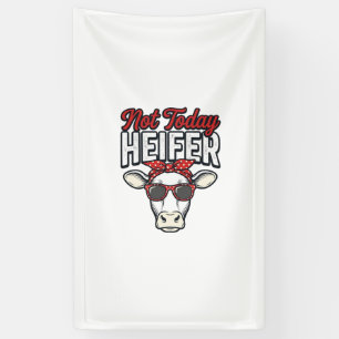 Banderoles Pas aujourd'hui génisse drôle vache vintage vecteu