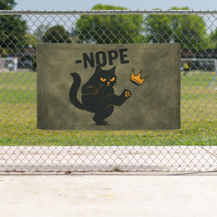 Banderoles Pas De Rois En Amérique Chat Noir Drôle Kicking Cr