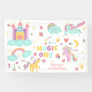 Banderoles Pastel arc-en-ciel unicorne magie un anniversaire