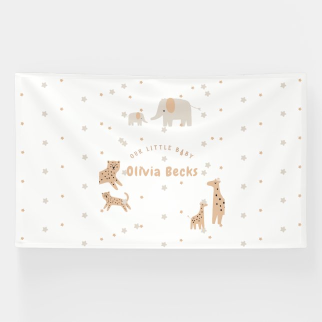 Banderoles Pastel Beige mignon Baby shower illustratif (Horizontal)