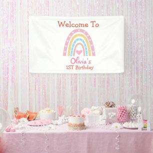 Banderoles Pastel Boho Arc En Ciel Avec Coeur anniversaire Bi
