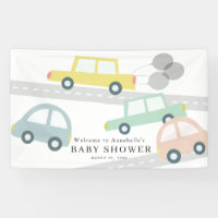 Pastel Colour Cars Balloons Baby shower blanc