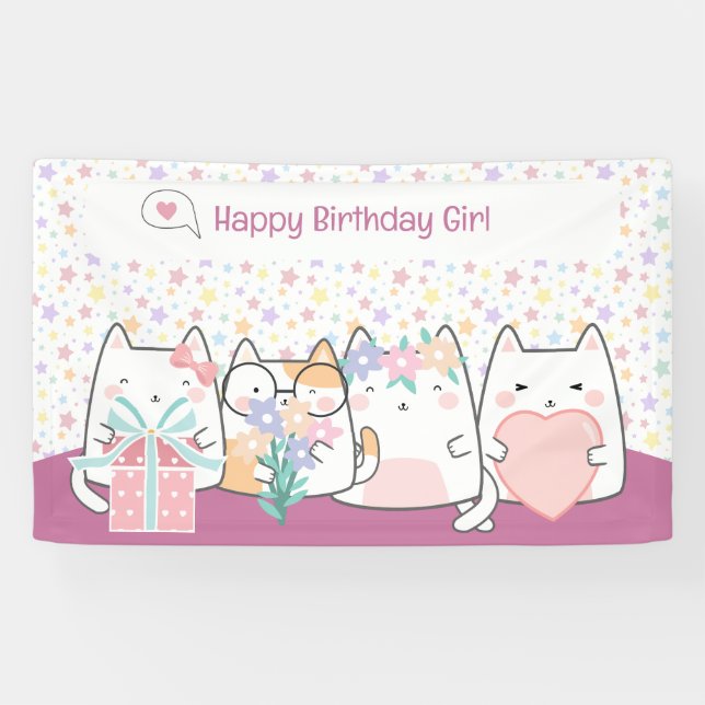 Banderoles Pastel Kawaii Chat Fiends Salutation Dodon Cartoon (Horizontal)