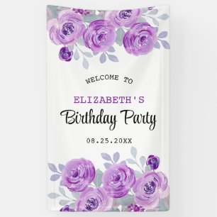 Banderoles Pastel Purple Rose Verdure Anniversaire Bienvenue