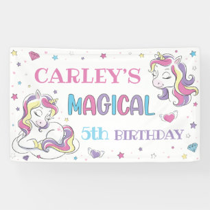 Banderoles Pastel Rainbow Unicorn fête d'anniversaire, n'imp