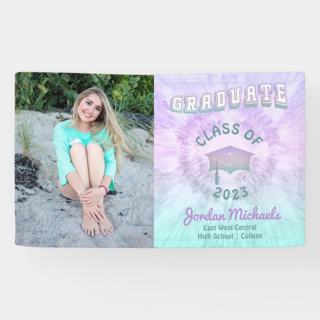 Banderoles Pastel Tie Dye Graduate Photo Graduate (Horizontal)