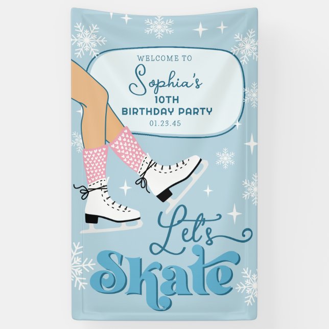Banderoles Patinage sur glace Anniversaire Patinage d'hiver B (Vertical)