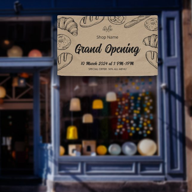 Banderoles Pâtisserie Boulangerie d'affaires Grand Modèle d'o (Pastry Bakery Business Grand Opening Template Banner)