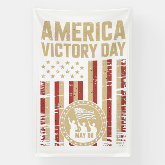 Banderoles Patriotic America Victory Day Emblem with Soldiers (Verticale)