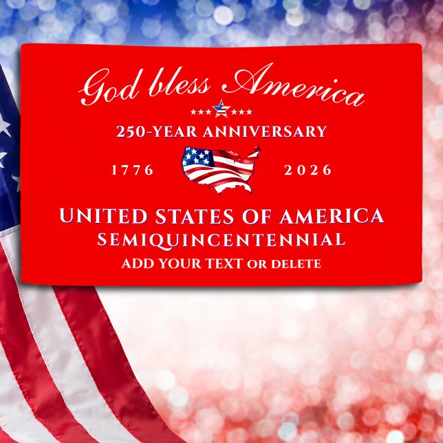 Banderoles Patriotic God Bless America 250 Semiquincentennial (Patriotic God Bless America 250 Semiquincentennial Commemorative Event Party Decoration Banner)