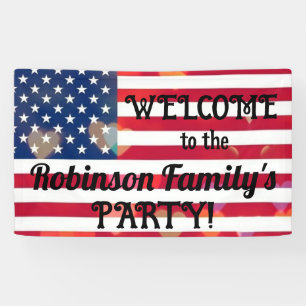 Banderoles Patriotique USA Coeurs drapeau avec texte calligra